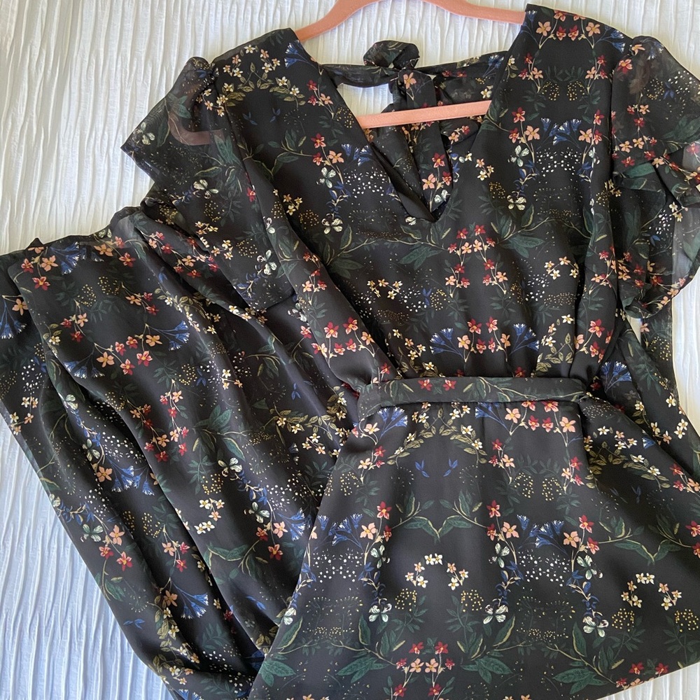 H&M Long Black Floral Dress